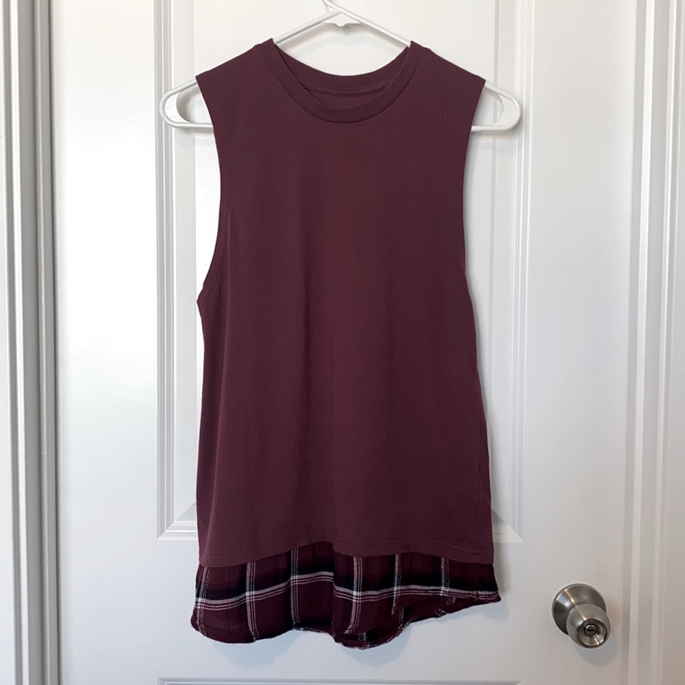 Maroon Tank Top w\ Plaid Layering